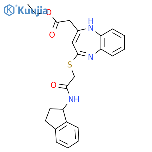 ethyl 2-4-({(2,3-dihydro-1H-inden-1-yl)carbamoylmethyl}sulfanyl)-1H-1,5-benzodiazepin-2-ylacetate structure