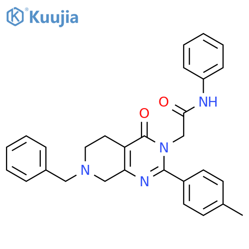 2-[7-benzyl-2-(4-methylphenyl)-4-oxo-3H,4H,5H,6H,7H,8H-pyrido[3,4-d]pyrimidin-3-yl]-N-phenylacetamide structure