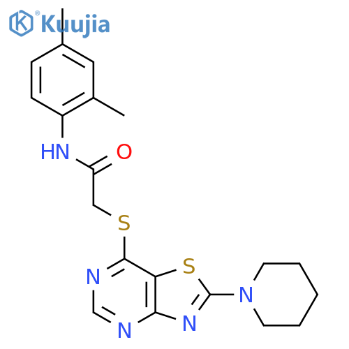N-(2,4-dimethylphenyl)-2-{[2-(piperidin-1-yl)-[1,3]thiazolo[4,5-d]pyrimidin-7-yl]sulfanyl}acetamide structure