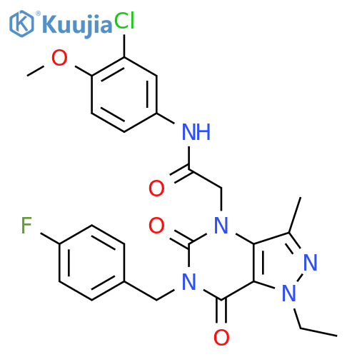 N-(3-chloro-4-methoxyphenyl)-2-{1-ethyl-6-[(4-fluorophenyl)methyl]-3-methyl-5,7-dioxo-1H,4H,5H,6H,7H-pyrazolo[4,3-d]pyrimidin-4-yl}acetamide structure