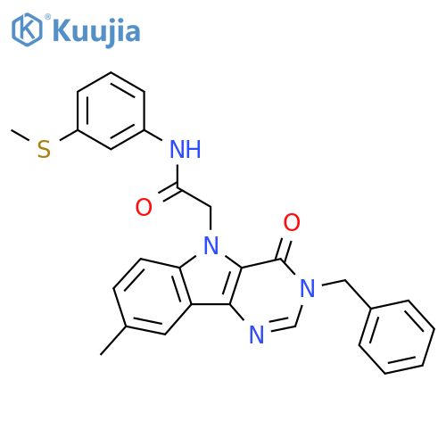 2-{3-benzyl-8-methyl-4-oxo-3H,4H,5H-pyrimido[5,4-b]indol-5-yl}-N-[3-(methylsulfanyl)phenyl]acetamide structure