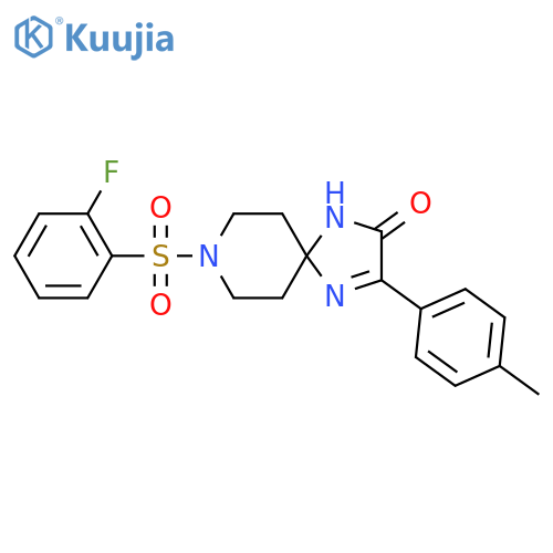 8-(2-fluorobenzenesulfonyl)-3-(4-methylphenyl)-1,4,8-triazaspiro[4.5]dec-3-en-2-one structure