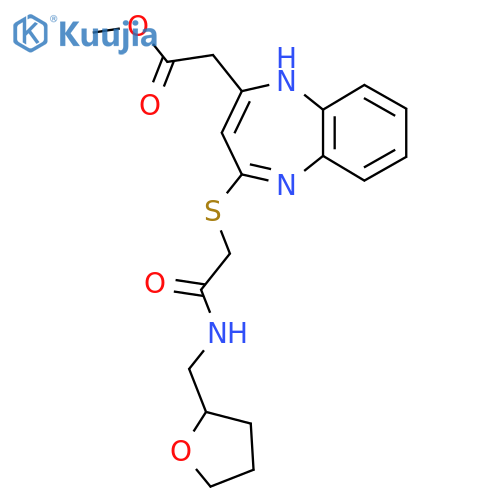 methyl 2-{4-({(oxolan-2-yl)methylcarbamoyl}methyl)sulfanyl-1H-1,5-benzodiazepin-2-yl}acetate structure