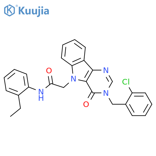 2-{3-[(2-chlorophenyl)methyl]-4-oxo-3H,4H,5H-pyrimido[5,4-b]indol-5-yl}-N-(2-ethylphenyl)acetamide structure