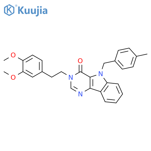 3-[2-(3,4-dimethoxyphenyl)ethyl]-5-[(4-methylphenyl)methyl]-3H,4H,5H-pyrimido[5,4-b]indol-4-one structure