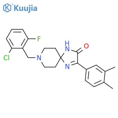 8-[(2-Chloro-6-fluorophenyl)methyl]-3-(3,4-dimethylphenyl)-1,4,8-triazaspiro[4.5]dec-3-en-2-one structure