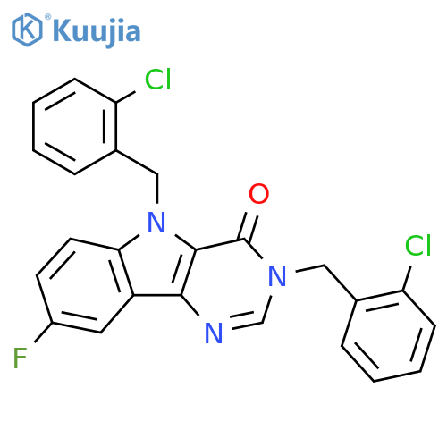 3,5-bis[(2-chlorophenyl)methyl]-8-fluoro-3H,4H,5H-pyrimido[5,4-b]indol-4-one structure