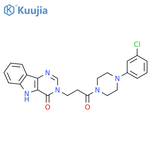 3-{3-[4-(3-chlorophenyl)piperazin-1-yl]-3-oxopropyl}-3H,4H,5H-pyrimido[5,4-b]indol-4-one structure