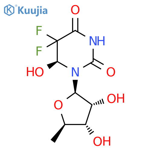 Uridine, 5'-deoxy-5,5-difluoro-5,6-dihydro-6-hydroxy-, (6S)- structure