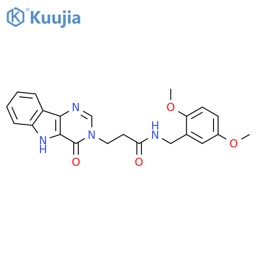 N-[(2,5-dimethoxyphenyl)methyl]-3-{4-oxo-3H,4H,5H-pyrimido[5,4-b]indol-3-yl}propanamide structure
