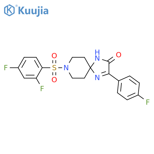 8-(2,4-difluorobenzenesulfonyl)-3-(4-fluorophenyl)-1,4,8-triazaspiro[4.5]dec-3-en-2-one structure