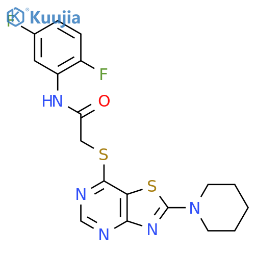 N-(2,5-difluorophenyl)-2-{[2-(piperidin-1-yl)-[1,3]thiazolo[4,5-d]pyrimidin-7-yl]sulfanyl}acetamide structure