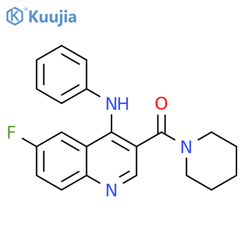 6-fluoro-N-phenyl-3-(piperidine-1-carbonyl)quinolin-4-amine structure