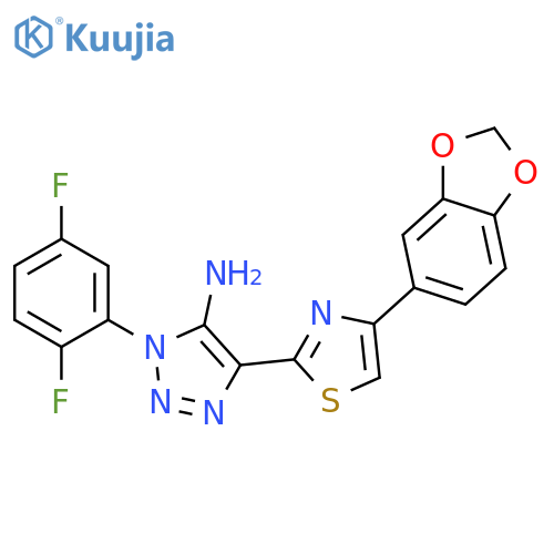 4-[4-(2H-1,3-benzodioxol-5-yl)-1,3-thiazol-2-yl]-1-(2,5-difluorophenyl)-1H-1,2,3-triazol-5-amine structure