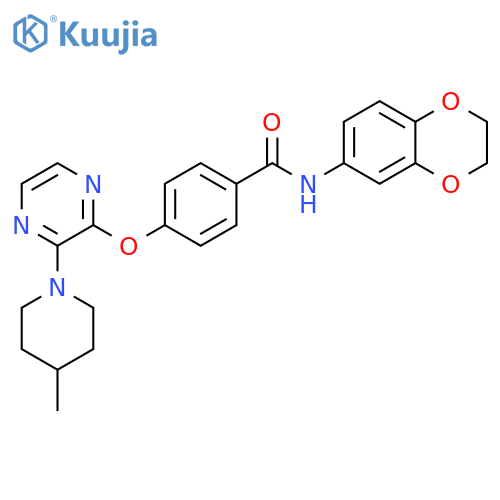 N-(2,3-dihydro-1,4-benzodioxin-6-yl)-4-{[3-(4-methylpiperidin-1-yl)pyrazin-2-yl]oxy}benzamide structure