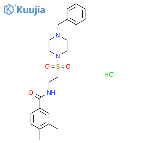 N-(2-((4-benzylpiperazin-1-yl)sulfonyl)ethyl)-3,4-dimethylbenzamide hydrochloride structure