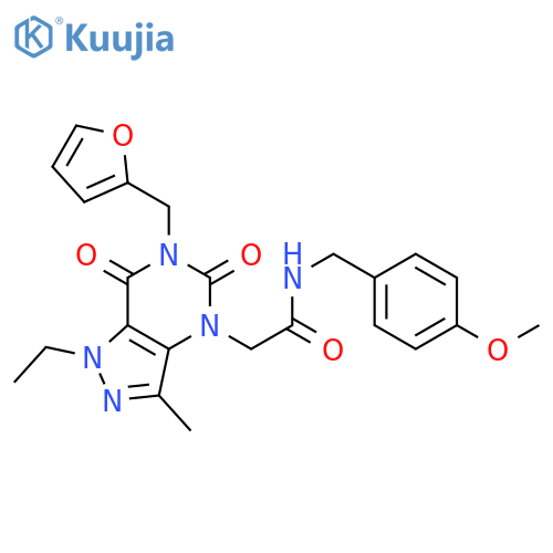 2-{1-ethyl-6-[(furan-2-yl)methyl]-3-methyl-5,7-dioxo-1H,4H,5H,6H,7H-pyrazolo[4,3-d]pyrimidin-4-yl}-N-[(4-methoxyphenyl)methyl]acetamide structure