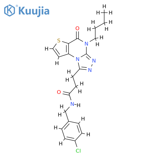 3-{8-butyl-7-oxo-5-thia-1,8,10,11-tetraazatricyclo[7.3.0.0^{2,6}]dodeca-2(6),3,9,11-tetraen-12-yl}-N-[(4-chlorophenyl)methyl]propanamide structure