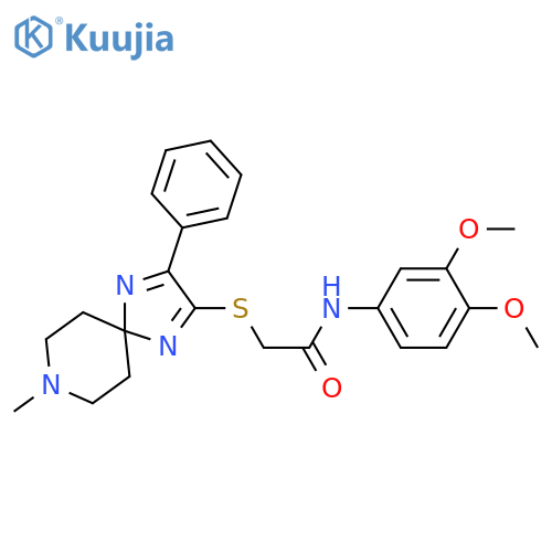 N-(3,4-dimethoxyphenyl)-2-({8-methyl-3-phenyl-1,4,8-triazaspiro[4.5]deca-1,3-dien-2-yl}sulfanyl)acetamide structure