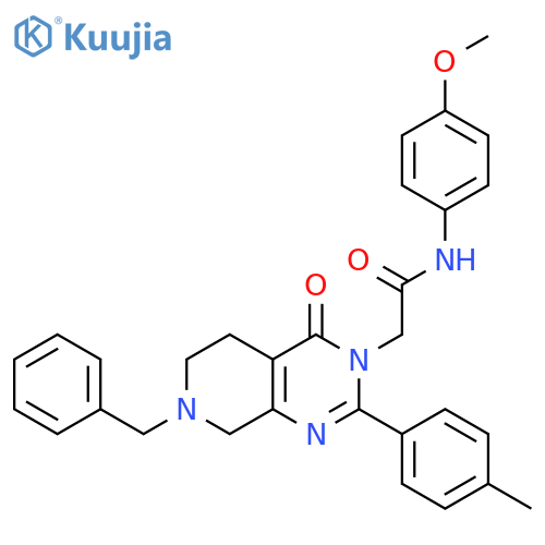 2-[7-benzyl-2-(4-methylphenyl)-4-oxo-3H,4H,5H,6H,7H,8H-pyrido[3,4-d]pyrimidin-3-yl]-N-(4-methoxyphenyl)acetamide structure