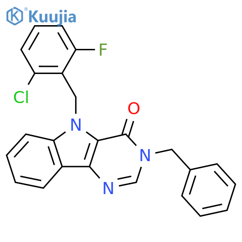 3-benzyl-5-[(2-chloro-6-fluorophenyl)methyl]-3H,4H,5H-pyrimido[5,4-b]indol-4-one structure