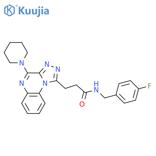 N-[(4-fluorophenyl)methyl]-3-[4-(piperidin-1-yl)-[1,2,4]triazolo[4,3-a]quinoxalin-1-yl]propanamide structure