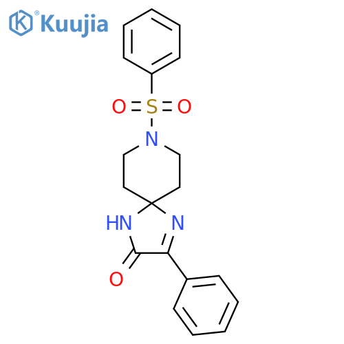 8-(benzenesulfonyl)-3-phenyl-1,4,8-triazaspiro[4.5]dec-3-en-2-one structure
