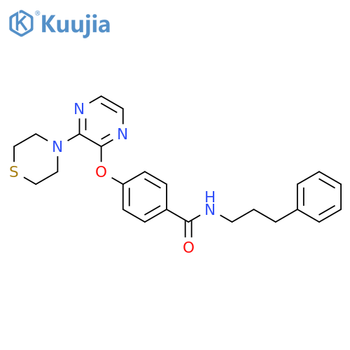 N-(3-phenylpropyl)-4-{[3-(thiomorpholin-4-yl)pyrazin-2-yl]oxy}benzamide structure