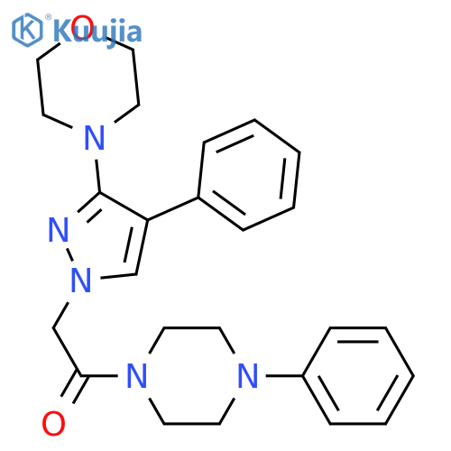 2-3-(morpholin-4-yl)-4-phenyl-1H-pyrazol-1-yl-1-(4-phenylpiperazin-1-yl)ethan-1-one structure