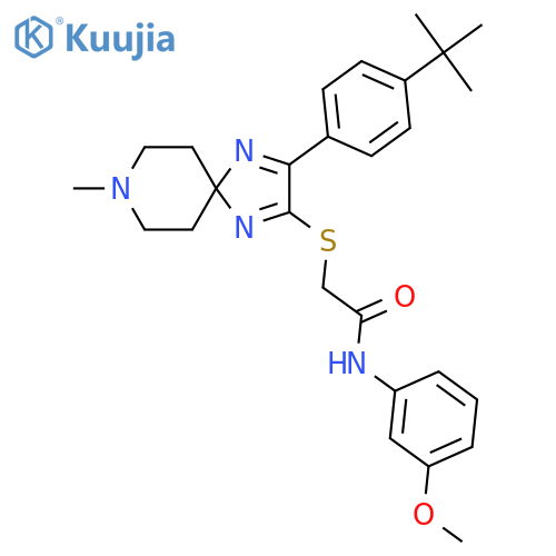2-{[3-(4-tert-butylphenyl)-8-methyl-1,4,8-triazaspiro[4.5]deca-1,3-dien-2-yl]sulfanyl}-N-(3-methoxyphenyl)acetamide structure