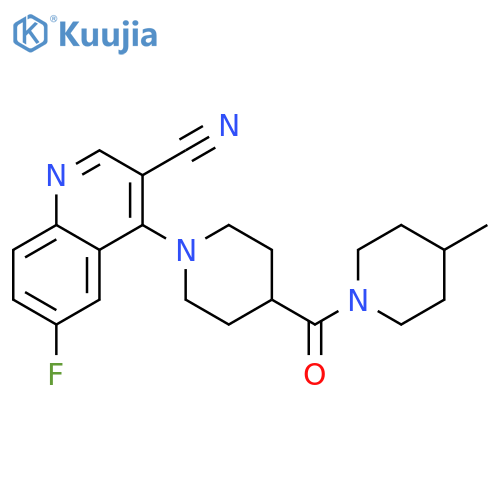 6-fluoro-4-[4-(4-methylpiperidine-1-carbonyl)piperidin-1-yl]quinoline-3-carbonitrile structure