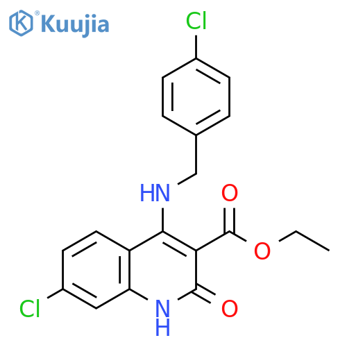 ethyl 7-chloro-4-{[(4-chlorophenyl)methyl]amino}-2-oxo-1,2-dihydroquinoline-3-carboxylate structure