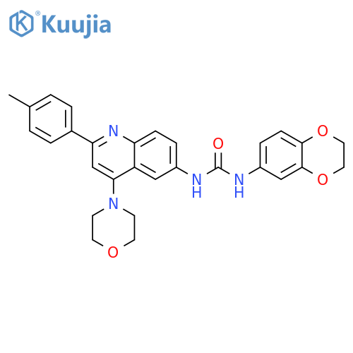 1-(2,3-dihydro-1,4-benzodioxin-6-yl)-3-[2-(4-methylphenyl)-4-(morpholin-4-yl)quinolin-6-yl]urea structure