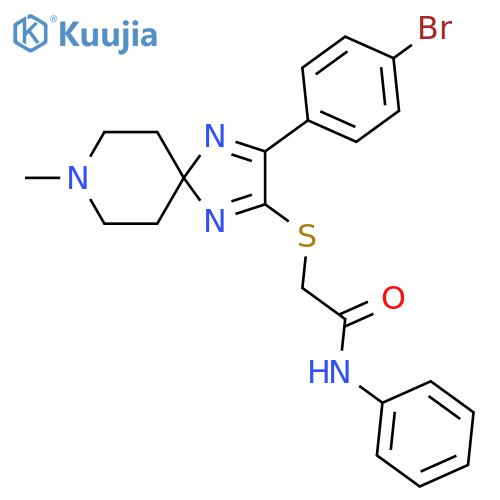 2-{[3-(4-bromophenyl)-8-methyl-1,4,8-triazaspiro[4.5]deca-1,3-dien-2-yl]sulfanyl}-N-phenylacetamide structure