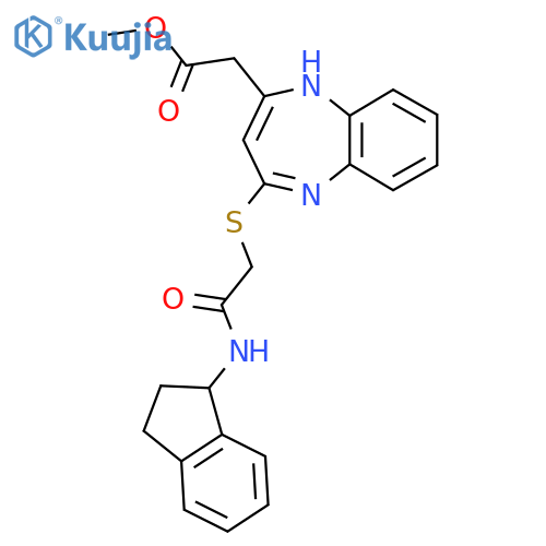 methyl 2-4-({(2,3-dihydro-1H-inden-1-yl)carbamoylmethyl}sulfanyl)-1H-1,5-benzodiazepin-2-ylacetate structure