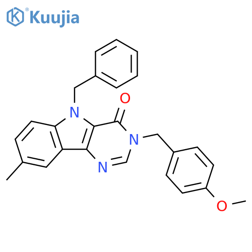 5-benzyl-3-[(4-methoxyphenyl)methyl]-8-methyl-3H,4H,5H-pyrimido[5,4-b]indol-4-one structure