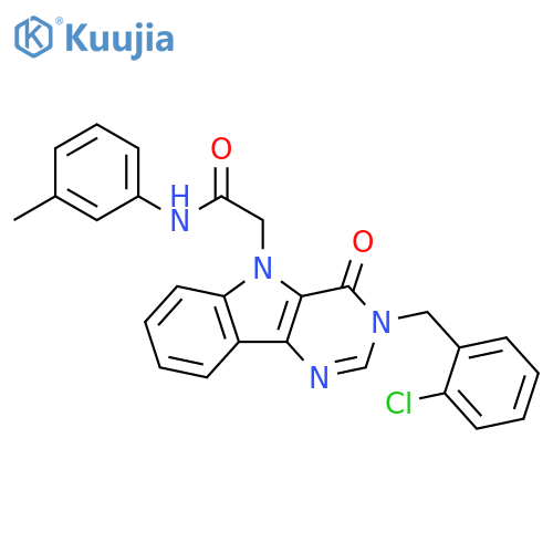 2-{3-[(2-chlorophenyl)methyl]-4-oxo-3H,4H,5H-pyrimido[5,4-b]indol-5-yl}-N-(3-methylphenyl)acetamide structure