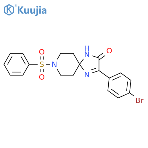8-(benzenesulfonyl)-3-(4-bromophenyl)-1,4,8-triazaspiro[4.5]dec-3-en-2-one structure
