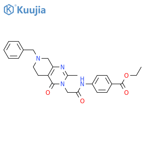 ethyl 4-(2-{7-benzyl-2-methyl-4-oxo-3H,4H,5H,6H,7H,8H-pyrido[3,4-d]pyrimidin-3-yl}acetamido)benzoate structure