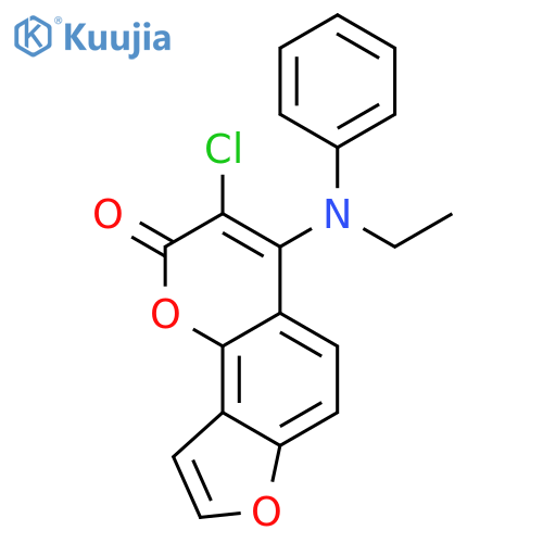 2H-Furo[2,3-h]-1-benzopyran-2-one, 3-chloro-4-(ethylphenylamino)- structure