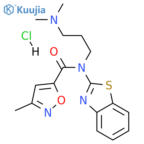 N-(1,3-benzothiazol-2-yl)-N-3-(dimethylamino)propyl-3-methyl-1,2-oxazole-5-carboxamide hydrochloride structure