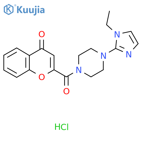 2-4-(1-ethyl-1H-imidazol-2-yl)piperazine-1-carbonyl-4H-chromen-4-one hydrochloride structure