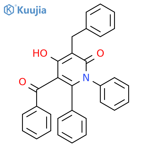 2(1H)-Pyridinone, 5-benzoyl-4-hydroxy-1,6-diphenyl-3-(phenylmethyl)- structure