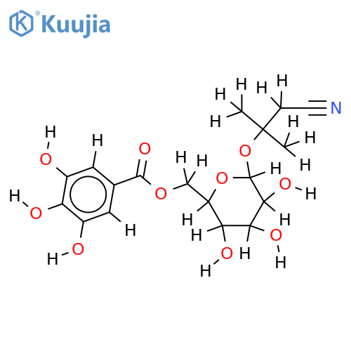 3-hydroxy-3-methylbutanenitrile beta-D-glucopyranoside 6'-O-gallate structure
