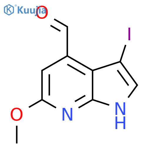 3-Iodo-6-methoxy-7-azaindole-4-carbaldehyde structure