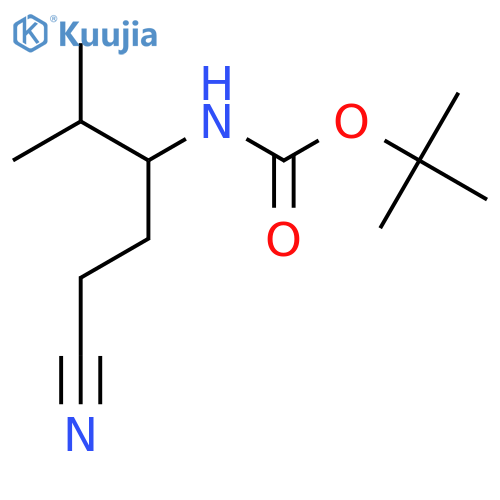 tert-butyl N-(1-cyano-4-methylpentan-3-yl)carbamate structure