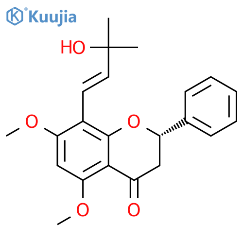4H-1-Benzopyran-4-one,2,3-dihydro-8-[(1E)-3-hydroxy-3-methyl-1-buten-1-yl]-5,7-dimethoxy-2-phenyl-,(2S)- structure