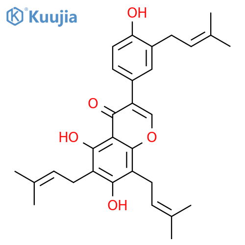 5,7-Dihydroxy-3-[4-hydroxy-3-(3-methyl-2-buten-1-yl)phenyl]-6,8-bis(3-methyl-2-buten-1-yl)-4H-chromen-4-one structure