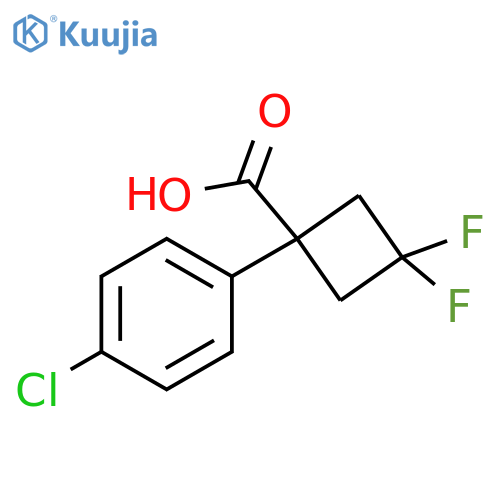 1-(4-chlorophenyl)-3,3-difluorocyclobutane-1-carboxylic acid structure