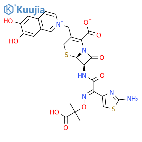 Isoquinolinium,2-[[(6R,7R)-7-[[(2-amino-4-thiazolyl)[(1-carboxy-1-methylethoxy)imino]acetyl]amino]-2-carboxy-8-oxo-5-thia-1-azabicyclo[4.2.0]oct-2-en-3-yl]methyl]-6,7-dihydroxy-,inner salt (9CI) structure